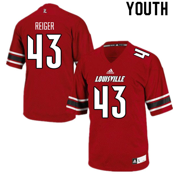 Youth #43 Jack Reiger Louisville Cardinals College Football Jerseys Sale-Red - Click Image to Close